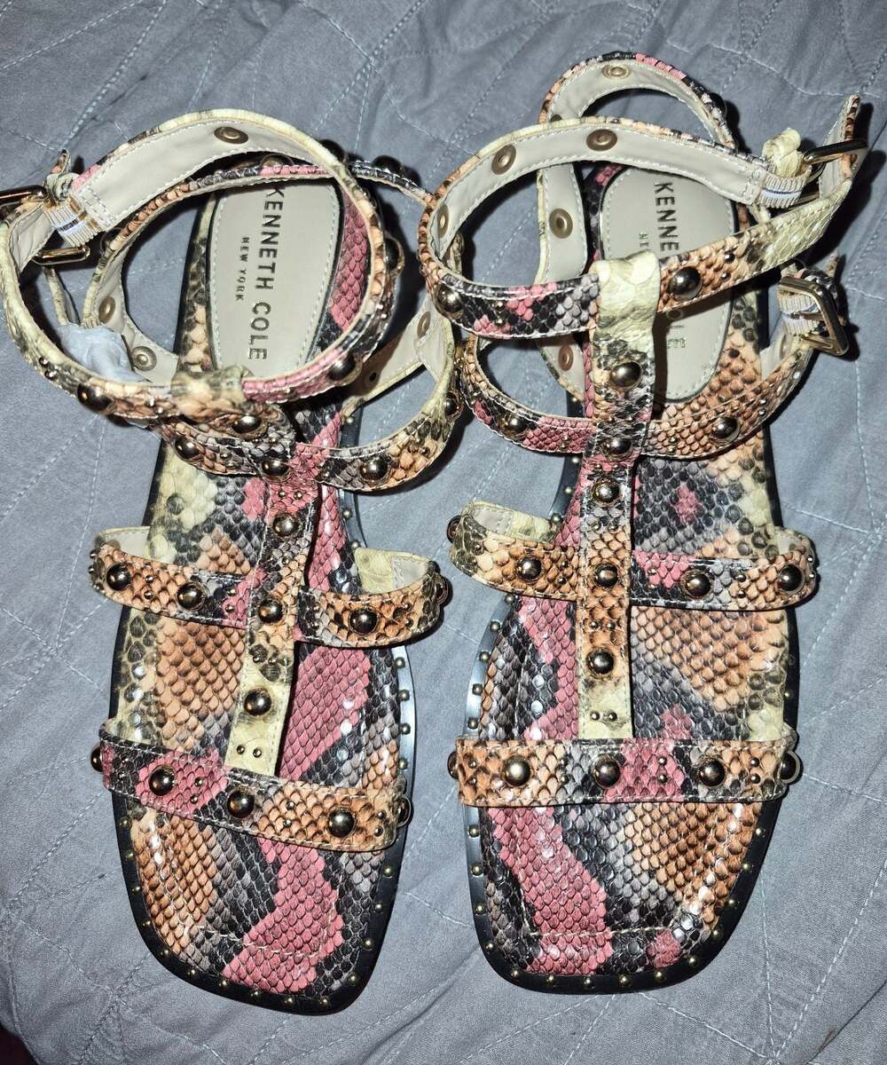 Kenneth Cole New York Women's Ruby Flat Sandal Pink Multi Snake